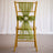 Gold chiavari chair with green organza sash and floral accent.