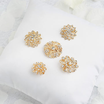 Dazzling Gold Plated Mandala Crystal Rhinestone Brooches