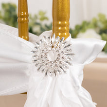 2 Pack Silver Metal Snowflake Chair Sash Band Buckles with Rhinestones, Round Diamond Chair Band