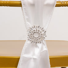 2 Pack Silver Metal Snowflake Chair Sash Band Buckles with Rhinestones, Round Diamond Chair Band