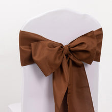 Polyester chair sashes in brown color tied in a bow on a white chair#whtbkgd