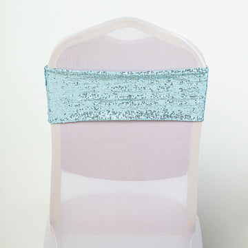 Add Elegance to Your Event with Serenity Blue Sequin Spandex Chair Sashes