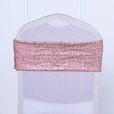 Pink sequin chair sash for elegant event decor