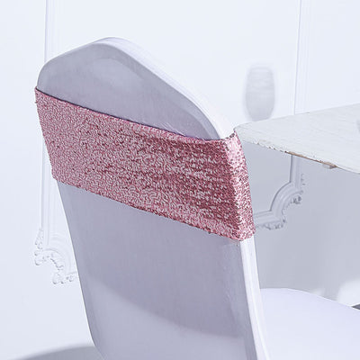 Pink sequin chair cover for elegant event decor