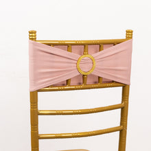 5 Pack Dusty Rose Spandex Chair Sashes with Gold Rhinestone Buckles, Elegant Stretch Chair Bands