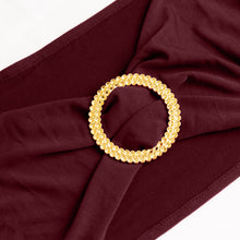 5 Pack Burgundy Spandex Chair Sashes with Gold Rhinestone Buckles, Elegant Stretch Chair#whtbkgd