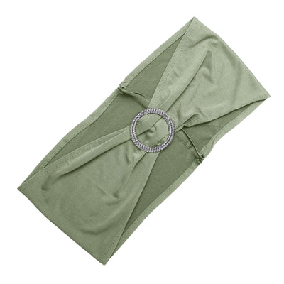 Green fabric headband with rhinestone embellishment