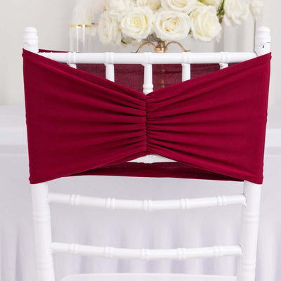 Burgundy chair sash draped elegantly over a white chiavari chair