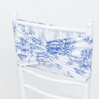 Floral print chair cover for elegant event decor