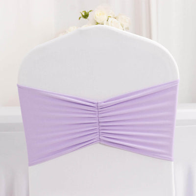 Lavender chair cover with ruched design for elegant decor