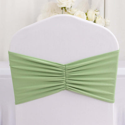 Green chair cover with gathered fabric design.