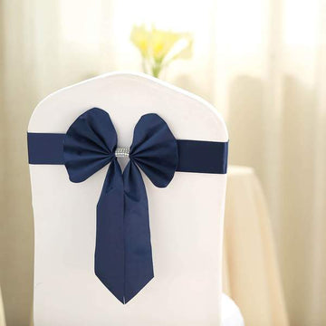 Elegantly Versatile Navy Blue Reversible Chair Sashes with Buckles