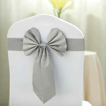 Elegant Silver Reversible Chair Sashes with Buckles