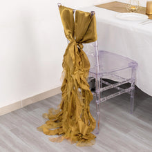 5 Pack Gold Curly Willow Chiffon Satin Chair Sashes