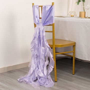 Enhance Your Event with Lavender Lilac Curly Willow Chiffon Satin Chair Sashes