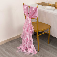 5 Pack Pink Curly Willow Chiffon Satin Chair Sashes