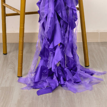 Create a Whimsical Atmosphere with Purple Curly Willow Chiffon Satin Chair Sashes