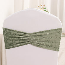 5 Pack Sage Green Premium Crushed Velvet Chair Sashes, Decorative Wedding Chair Bands