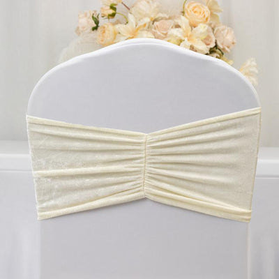 Ivory chair cover with pleated design for elegant event decor