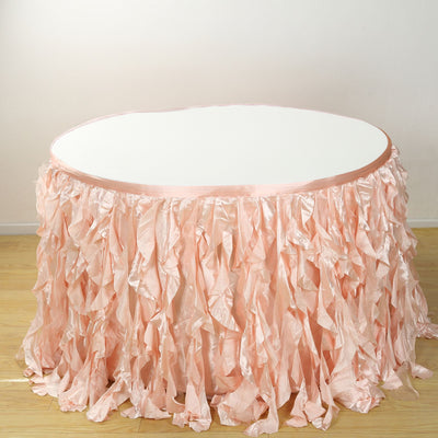 Pink ruffled table skirt for events and parties