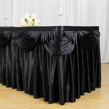 Black Pleated Satin Double Drape Table Skirt 21 Feet