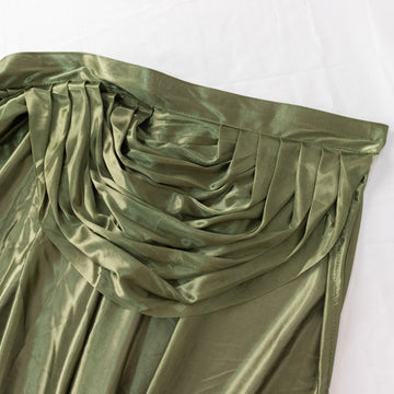 Enhance Your Table Decor with the Dusty Sage Green Pleated Satin Double Drape Table Skirt