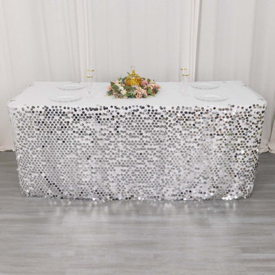 Sequin tablecloth with silver sequins for elegant events