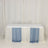 Table with blue and white draped fabric covering.