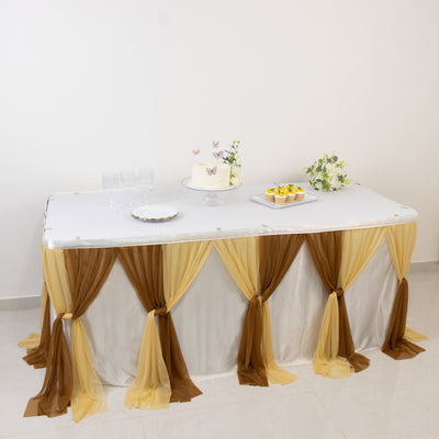 Decorative table with elegant drapes for events and celebrations.