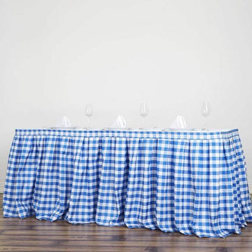 Create a Perfect Picnic Style Ambiance with the White/Blue Checkered Polyester Table Wrap