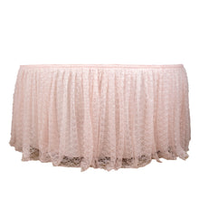 14 Feet Blush Rose Gold Premium Pleated Lace Table Skirt