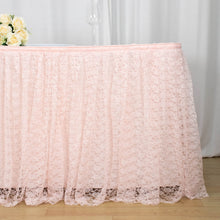 Blush Rose Gold Premium Pleated Lace Table Skirt 17 Feet