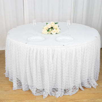 Unleash the Beauty of Your Tables with a 14ft White Lace Table Skirt