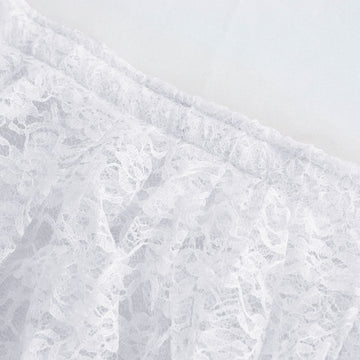 Create a Picture-Perfect Setting with the White Premium Pleated Lace Table Skirt