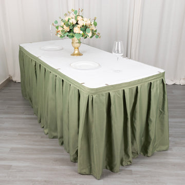 Create a Festive Tablescape with the Dusty Sage Green Pleated Polyester Table Skirt