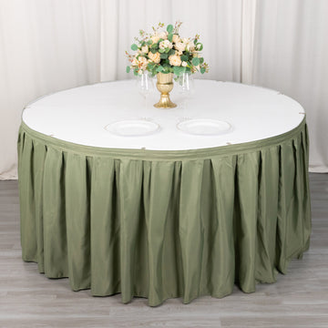 Add Elegance to Your Event with the Dusty Sage Green Pleated Polyester Table Skirt