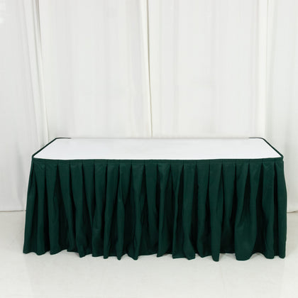 Polyester Table Skirt 14ft Hunter Emerald Green - Stylish Pleated Table Cover