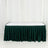 Green table skirt with pleats on a plain white backdrop