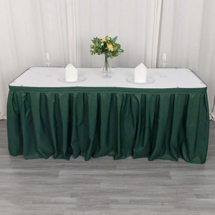 Polyester Table Skirt 21ft Hunter Emerald Green - Stylish Pleated Table Cover