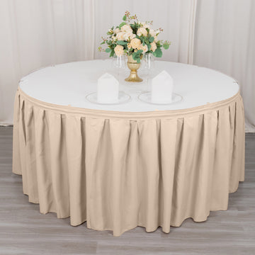 Create a Festive Atmosphere with the Nude Pleated Polyester Table Skirt