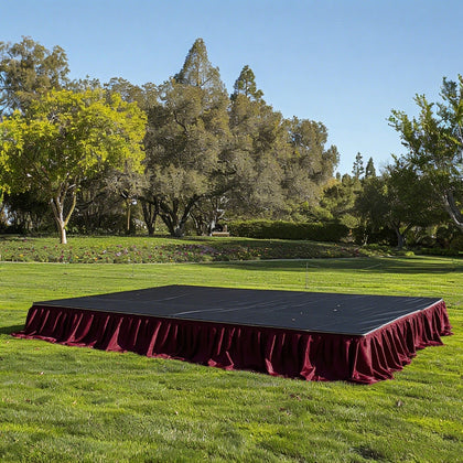 Portable Stage Skirting Polyester Shirred Pleat Stage Cover for Wedding Platform Burgundy - 16"x10ft
