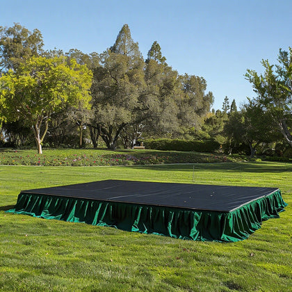 Portable Stage Skirting Polyester Shirred Pleat Stage Cover for Wedding Platform Hunter Emerald Green - 16"x10ft