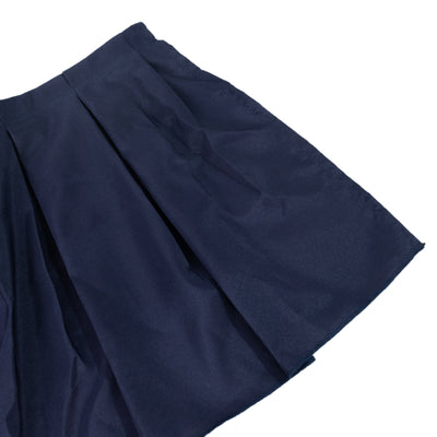 Navy pleated skirt on white background