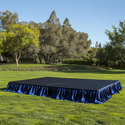 Portable Stage Skirting Polyester Shirred Pleat Stage Cover for Wedding Platform Navy Blue - 16"x10ft