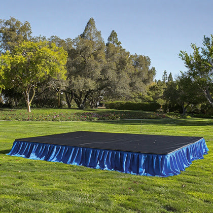 Portable Stage Skirting Polyester Shirred Pleat Stage Cover for Wedding Platform Royal Blue - 16"x10ft