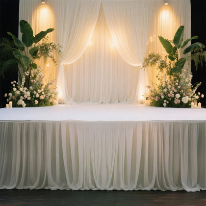 Portable Stage Skirting Polyester Shirred Pleat Stage Cover for Wedding Platform White - 48"x20ft