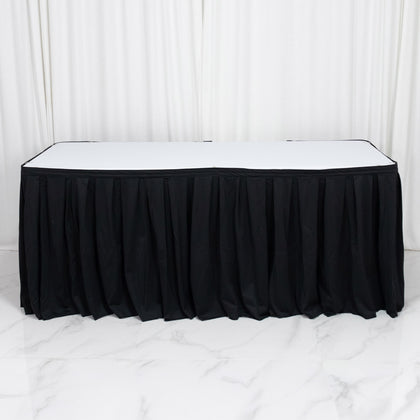 Scuba Table Skirt 14ft Black - Shirred Pleat Wrinkle Free & Stain Resistant Event Skirting