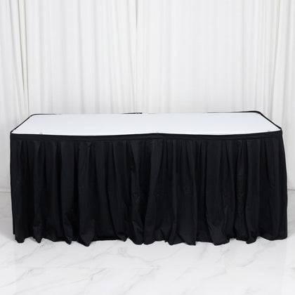 Scuba Table Skirt 17ft Black - Shirred Pleat Wrinkle Free & Stain Resistant Event Skirting