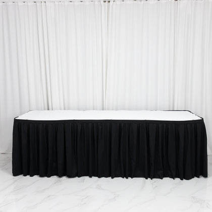 Scuba Table Skirt 21ft Black - Shirred Pleat Wrinkle Free & Stain Resistant Event Skirting