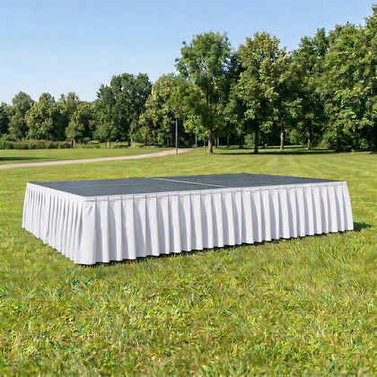 Portable Scuba Stage Skirting White Shirred Pleated Stage Cover for Wedding & Event Platforms - Wrinkle-Free, Stain Resistant - 16"x10ft